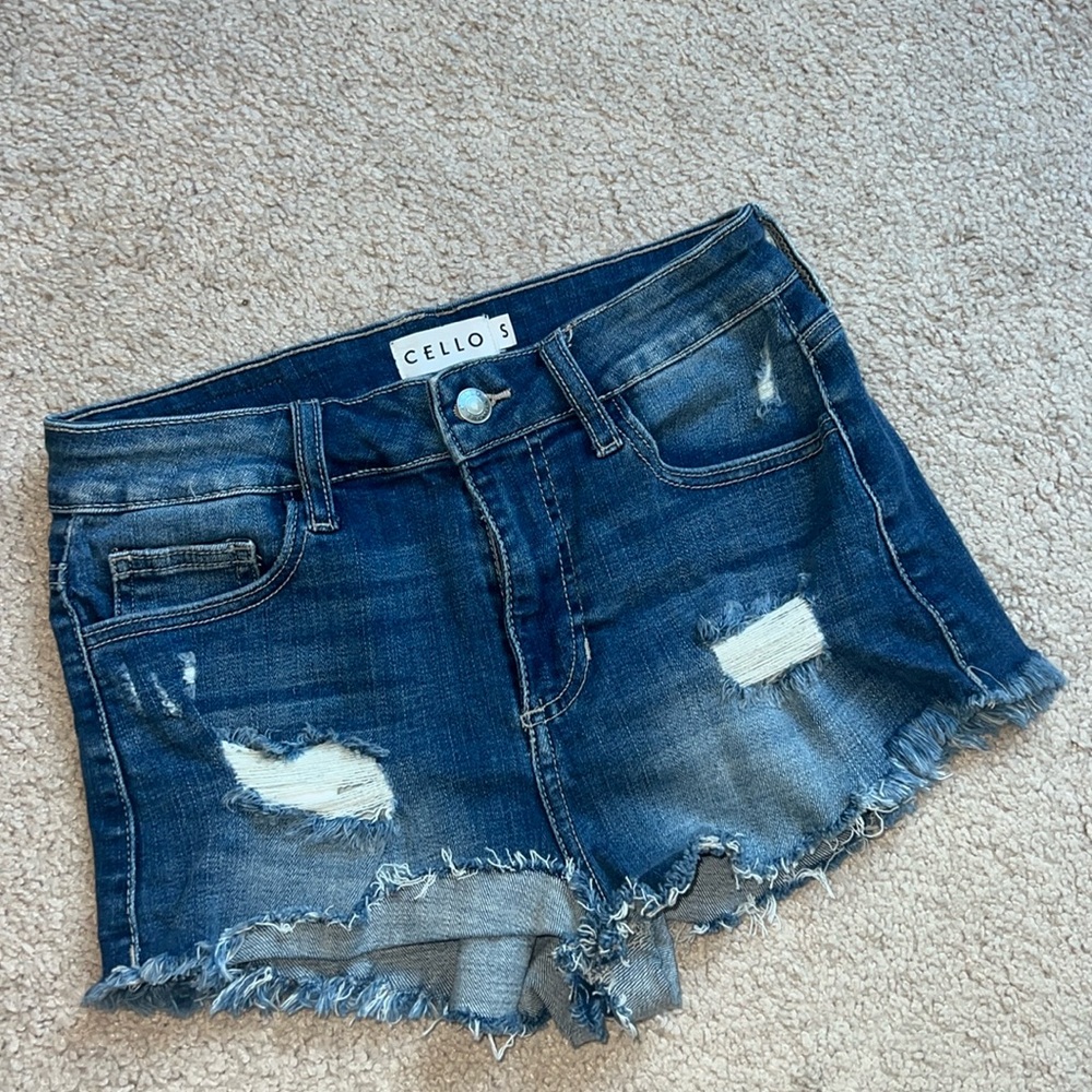Cello Mid Rise Stretchy Denim Shorts